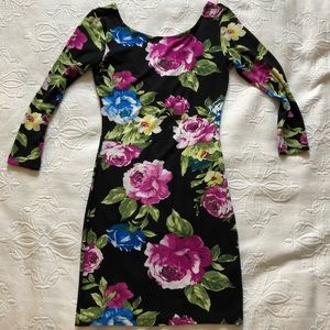 Floral print body con dress